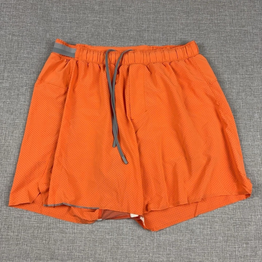 Lululemon Surge Shorts Mens L Orange 6" Lined Reflective Running Perforated